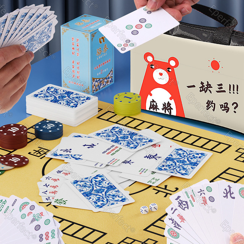 【聚會必備】麻將撲克牌 防水整副144張 紙牌麻將 撲克牌麻將 麻將 紙牌麻將 便攜加厚耐用麻將 旅行麻將-細節圖2
