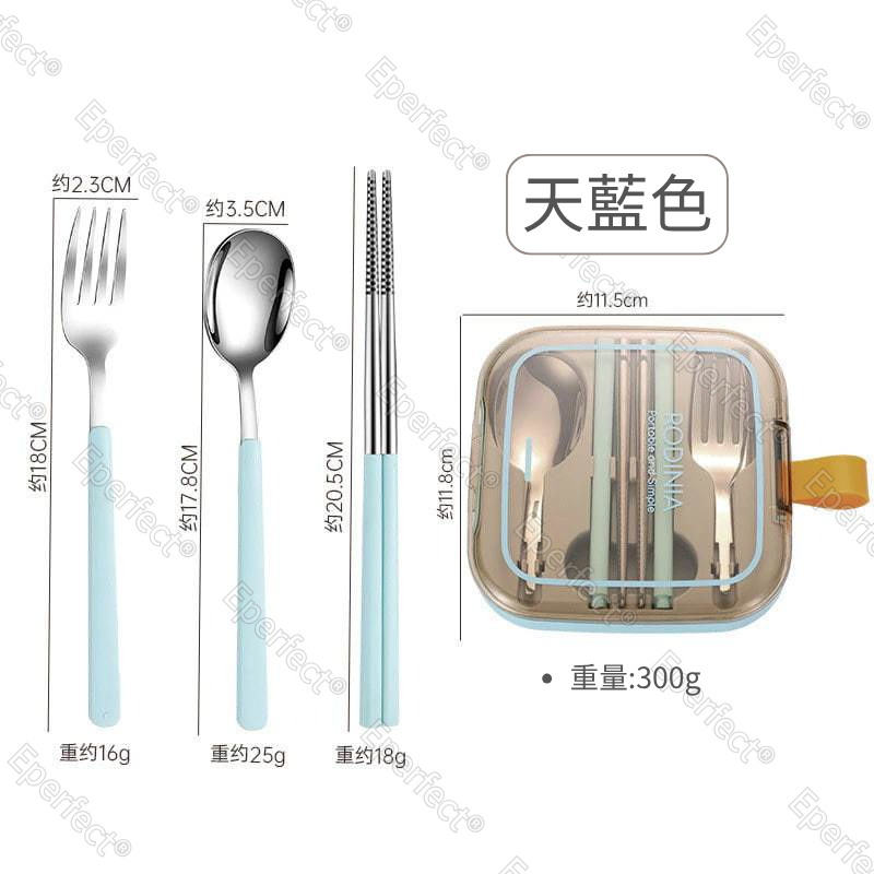 304不鏽鋼可摺疊筷子勺子叉子三件組 旅行便攜收納餐具 不鏽鋼便攜餐具組 上班族學生便當餐具組 攜帶餐具盒 筷子湯匙組-規格圖9