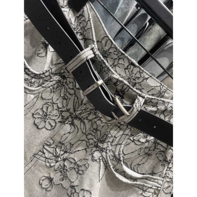 美式復古花朵重工刺繡高腰顯瘦牛仔短褲2025夏季時髦百搭A字短褲-細節圖3