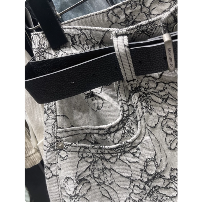 美式復古花朵重工刺繡高腰顯瘦牛仔短褲2025夏季時髦百搭A字短褲-細節圖4