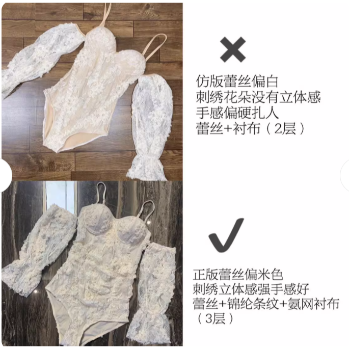 2025年新款連身長袖泳衣女蕾絲鋼托聚攏露背度假溫泉泳裝-細節圖2