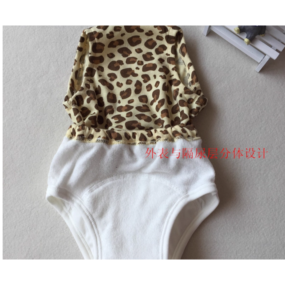 日單嬰幼兒寶寶豹紋學習褲/四層毛巾料隔尿防漏內褲訓練褲可洗90公分-細節圖2