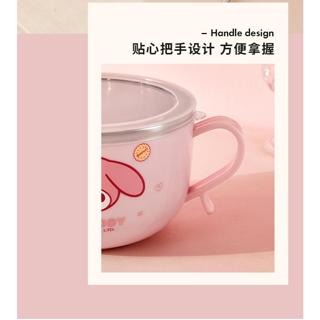 三麗鷗不鏽鋼碗/個人專用2025新款高顏值兒童手柄隔熱湯碗便當飯盒(粉)-細節圖6
