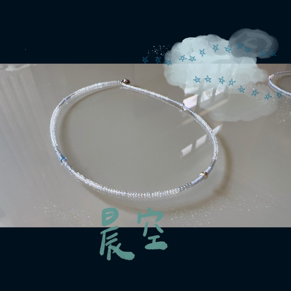 猫又手作｜晨空 串珠項鍊 淡水珍珠-細節圖2