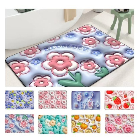 硅藻土地墊 立體硅藻泥地墊 3D立體軟硅藻 吸水地墊 立體膨脹風 矽藻土地墊 硅藻泥軟地墊 銀角百貨-細節圖2