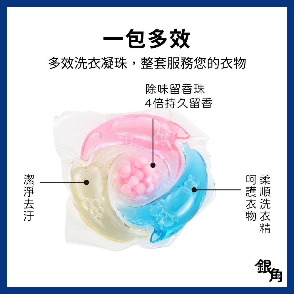 【30顆盒裝】4合1洗衣球  濃縮洗衣精 洗衣球 8倍濃縮 柔軟精 香氛豆 洗衣凝珠 香氛洗衣球 洗衣膠 銀角百貨-細節圖5