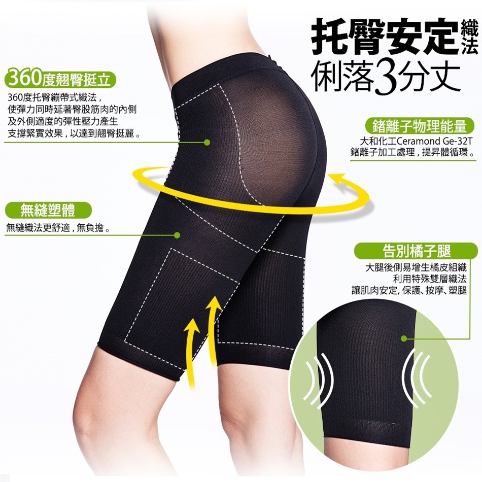 【蛋黃襪舖】蒂巴蕾 DeParee 鍺離子/健康昇體/翹臀/塑體褲/束褲/緊實/耐穿/服貼/纖腰/提臀/塑腿/5808-細節圖2