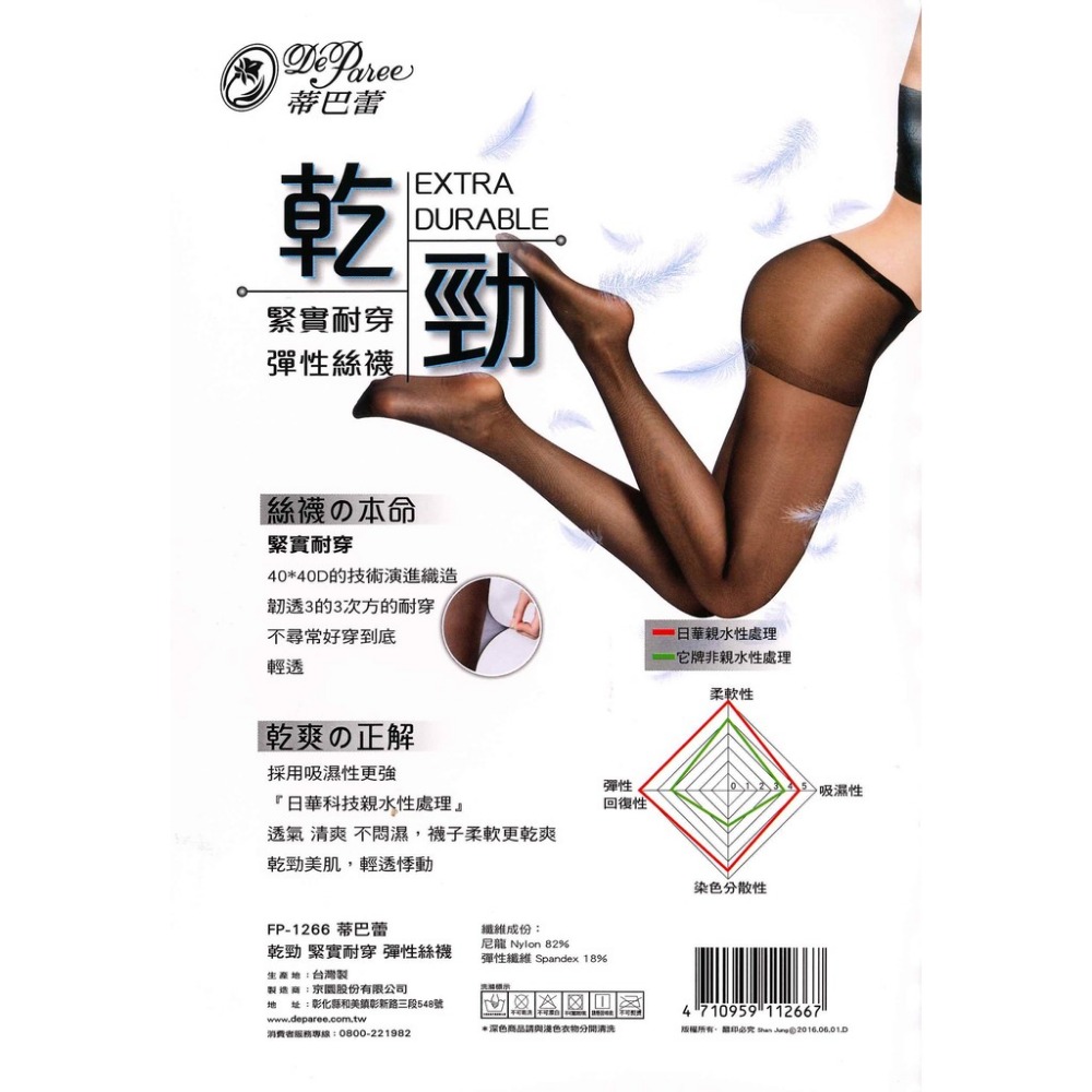 【蛋黃襪舖】蒂巴蕾 DeParee 乾勁/乾爽/彈性/絲襪/耐穿/緊實/透明/透氣/柔韌/服貼/FP-1266＠OL愛用-細節圖2