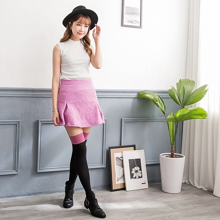 【蛋黃襪舖】蒂巴蕾 DeParee 雙色/膝上襪/彈性/超細纖維/服貼/抗滑落/鬆緊帶/Cosplay/造型/6120-細節圖6