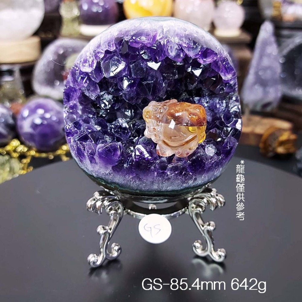 烏拉圭 紫水晶 開口笑39.5-86mm(附展示架)*一圖一物*桌上療癒擺件 招財 招貴人-細節圖2