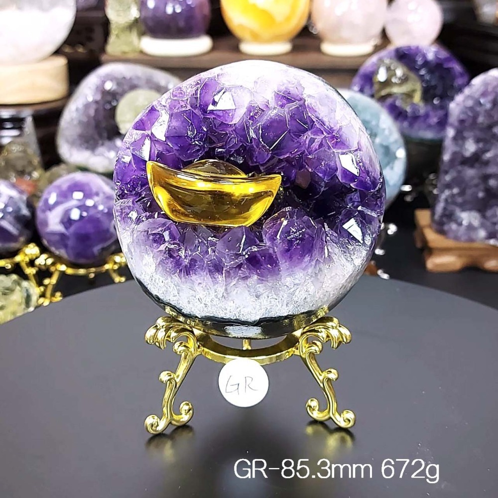 烏拉圭 紫水晶 開口笑39.5-86mm(附展示架)*一圖一物*桌上療癒擺件 招財 招貴人-細節圖3