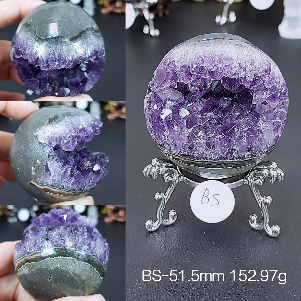 烏拉圭 紫水晶 開口笑39.5-86mm(附展示架)*一圖一物*桌上療癒擺件 招財 招貴人-規格圖9