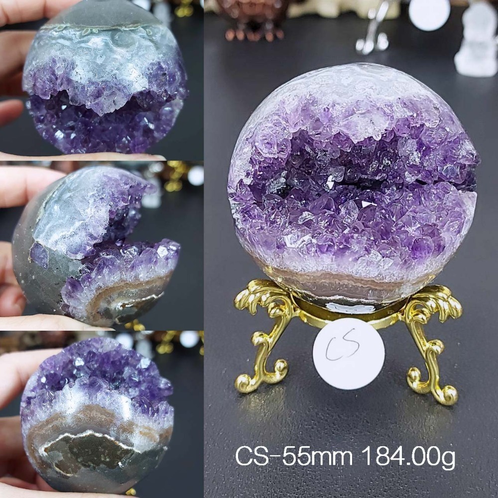 烏拉圭 紫水晶 開口笑39.5-86mm(附展示架)*一圖一物*桌上療癒擺件 招財 招貴人-規格圖9