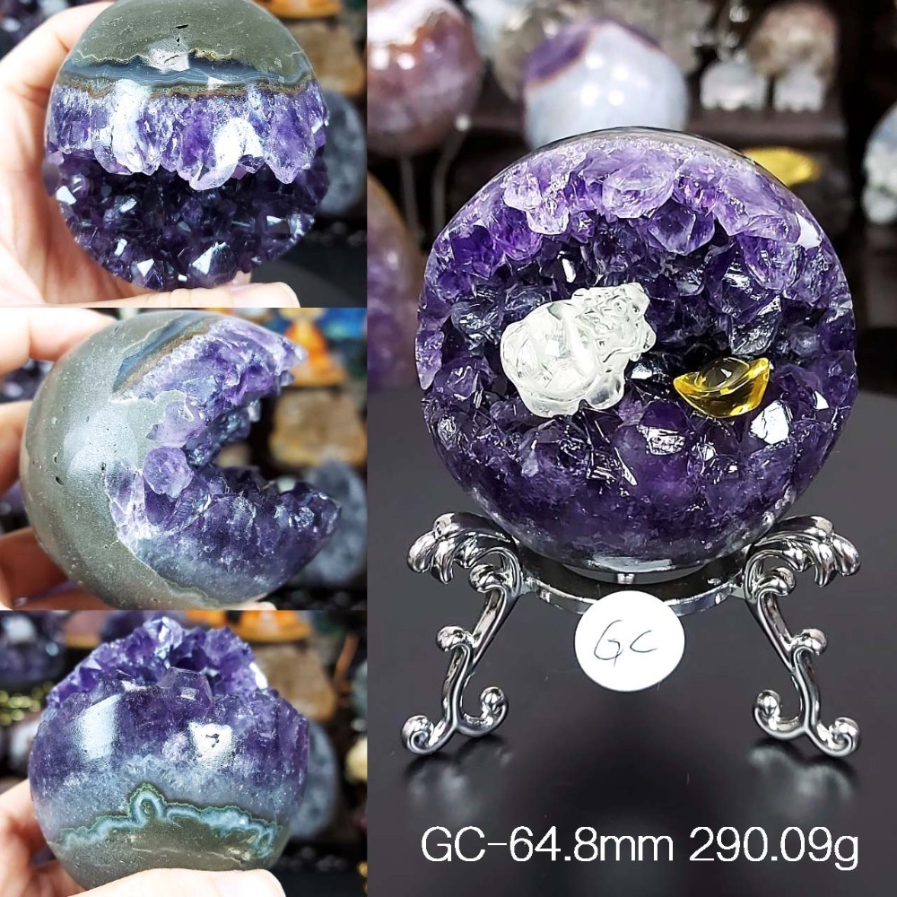 烏拉圭 紫水晶 開口笑39.5-86mm(附展示架)*一圖一物*桌上療癒擺件 招財 招貴人-規格圖9