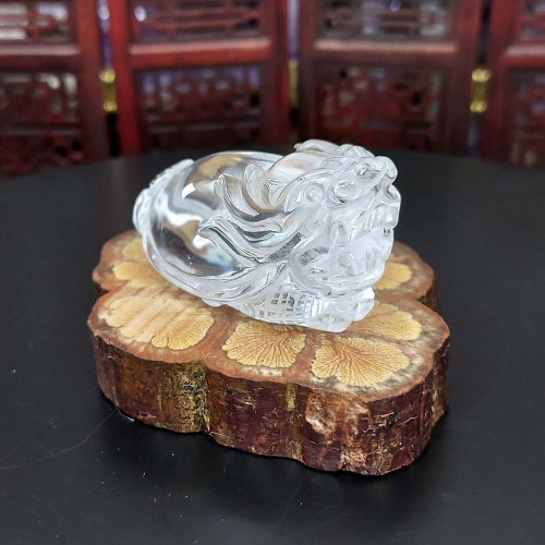 白水晶 龍龜 雕件 擺件*一圖一物*招財 咬錢 守財 療癒擺件