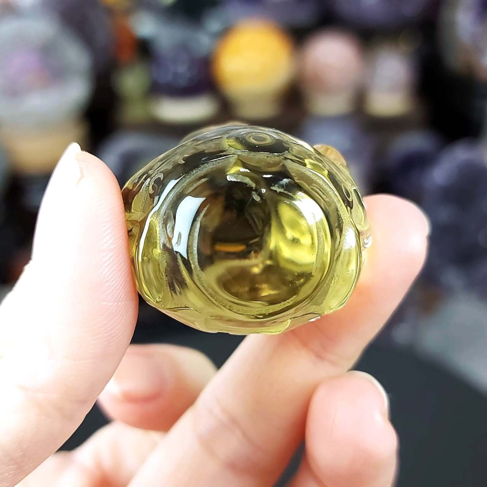 黃水晶 Q版 胖財神 胖老爹 雕件 擺件*一圖一物*招財 聚財 提升財運 桌上療癒擺件-細節圖5