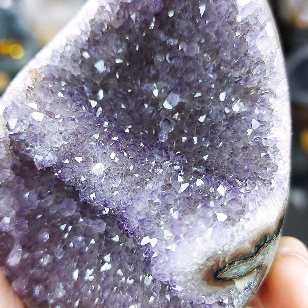 巴西 薰衣草紫晶牙 帶晶花龍(金腰帶) 龍蛋 高9公分(附底座)*一圖一物*招財 聚財 淨化磁場-細節圖3