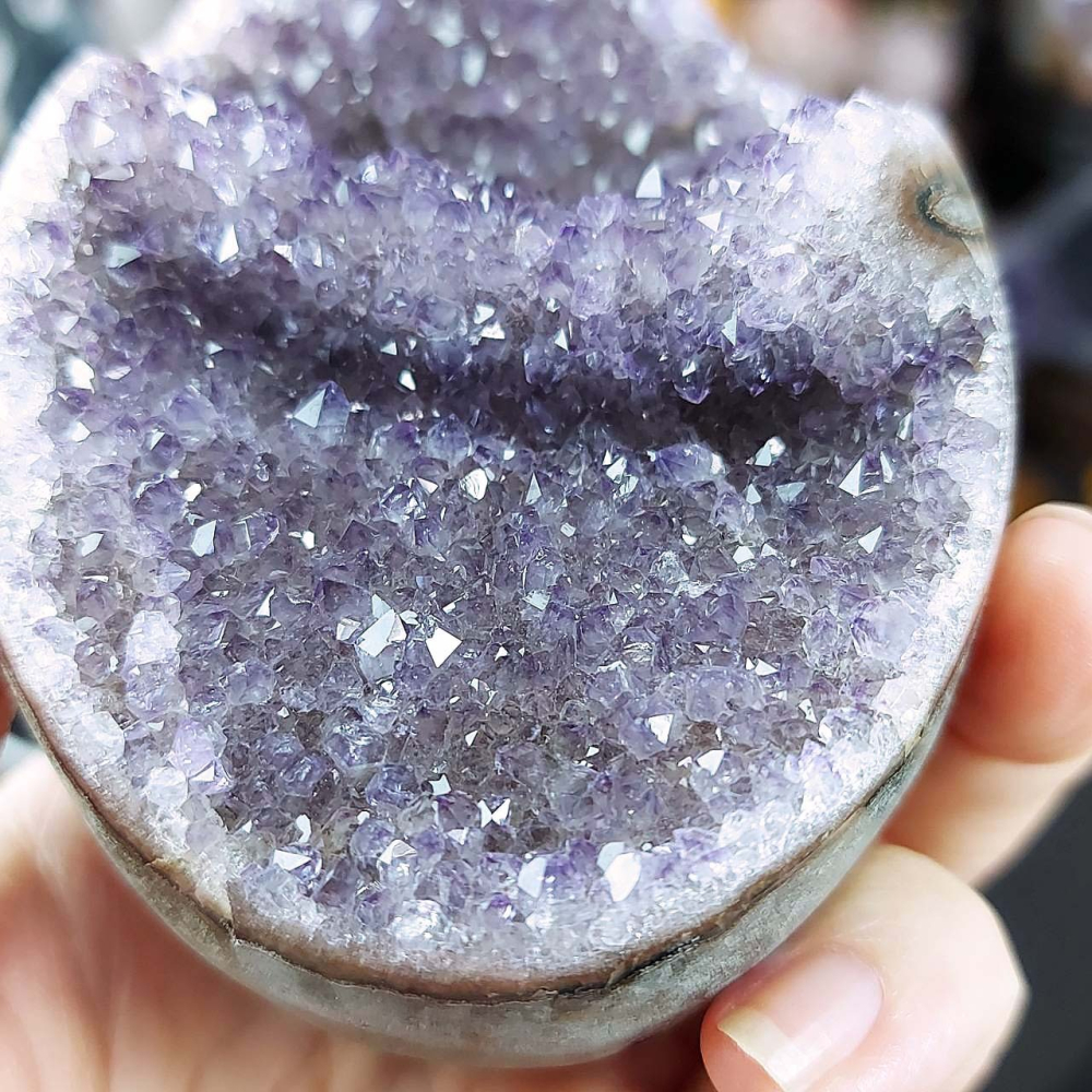 巴西 薰衣草紫晶牙 帶晶花龍(金腰帶) 龍蛋 高9公分(附底座)*一圖一物*招財 聚財 淨化磁場-細節圖4