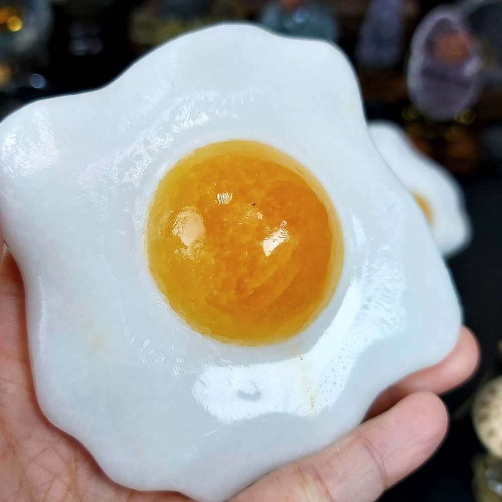 黃分解 白方解 荷包蛋(附架子)*一圖一物*招財 穩定情緒 療癒小物-細節圖2