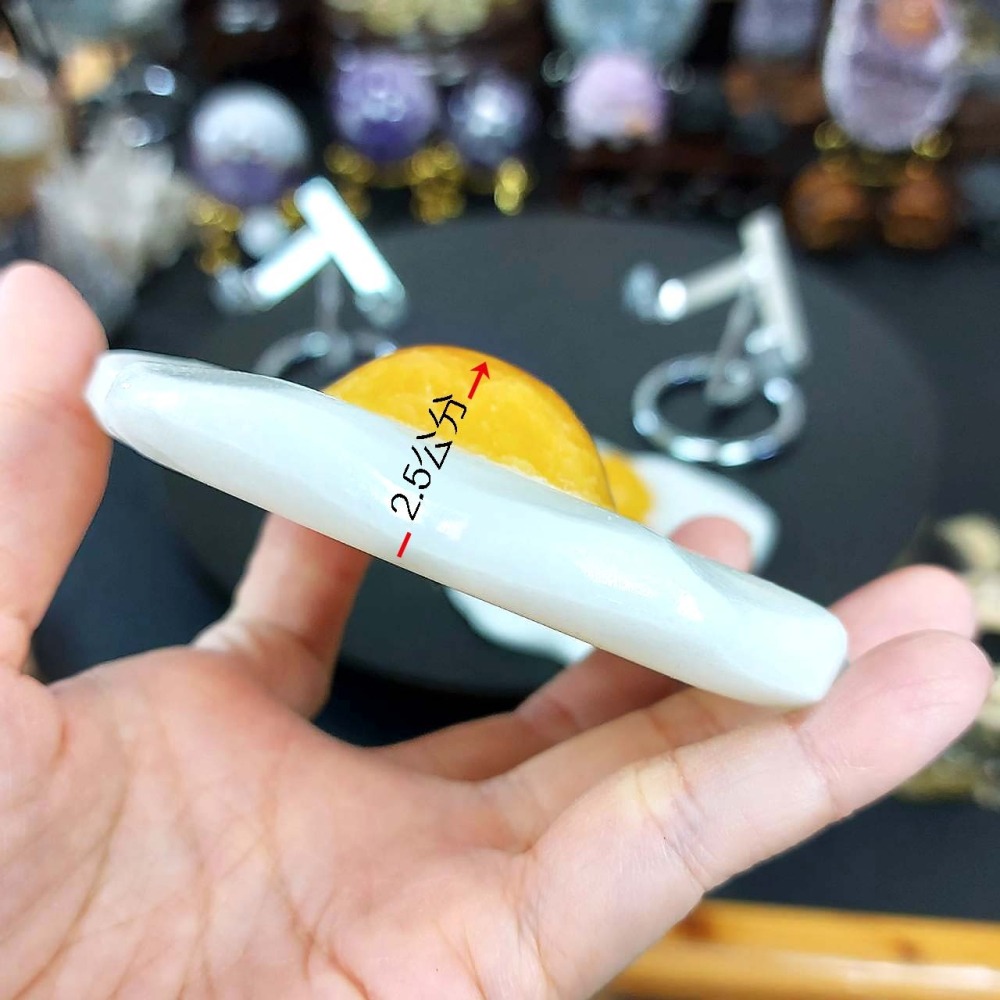 黃分解 白方解 荷包蛋(附架子)*一圖一物*招財 穩定情緒 療癒小物-細節圖4