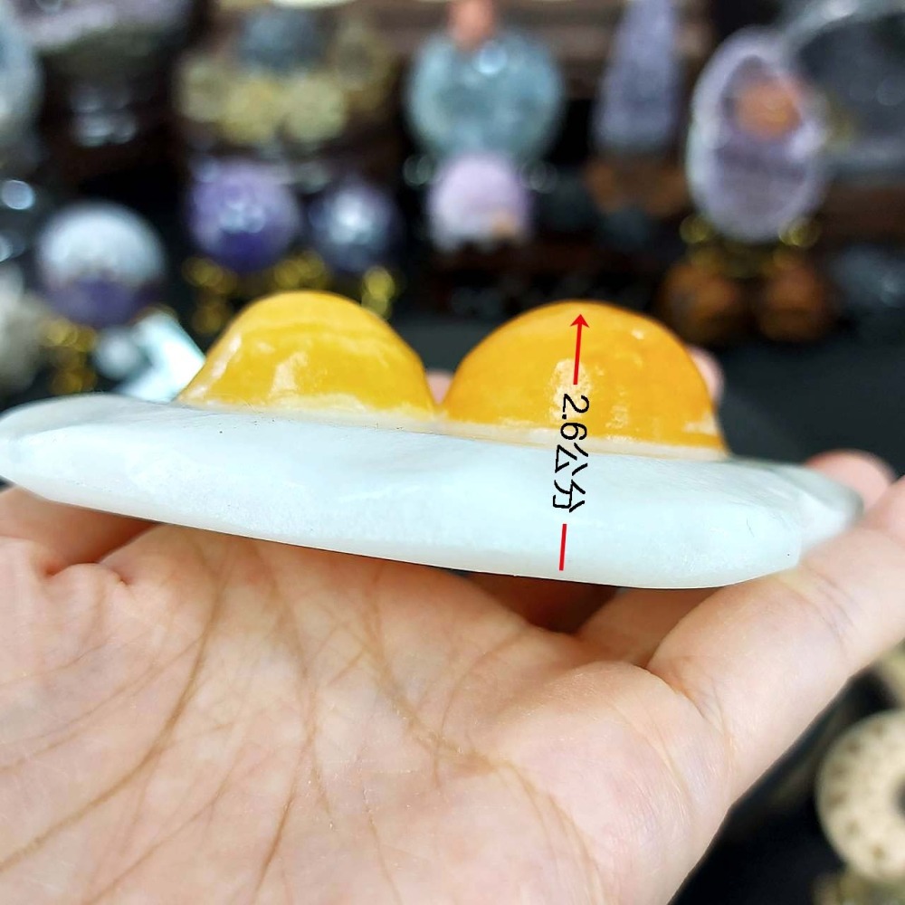 黃分解 白方解 荷包蛋(附架子)*一圖一物*招財 穩定情緒 療癒小物-細節圖7