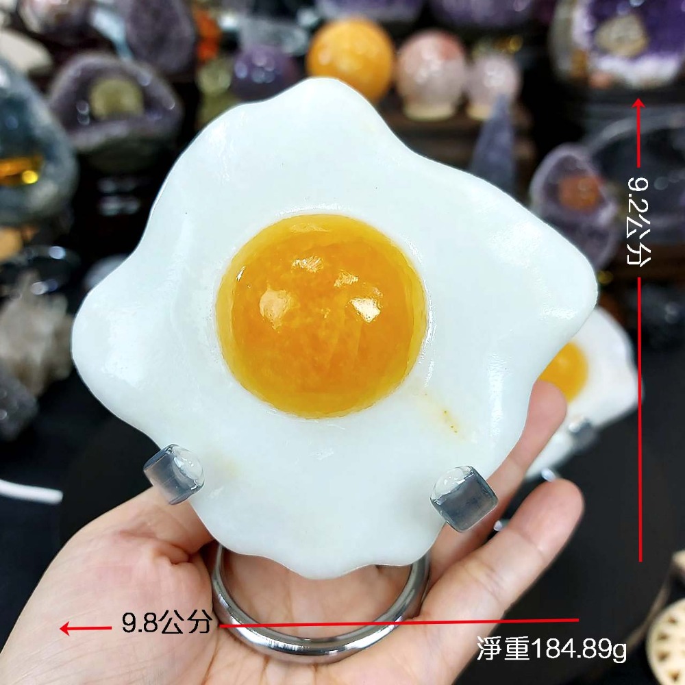 黃分解 白方解 荷包蛋(附架子)*一圖一物*招財 穩定情緒 療癒小物-規格圖7