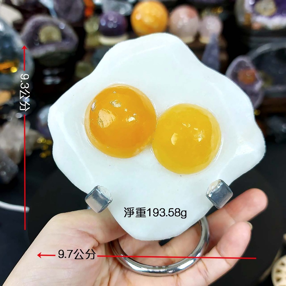 黃分解 白方解 荷包蛋(附架子)*一圖一物*招財 穩定情緒 療癒小物-規格圖7