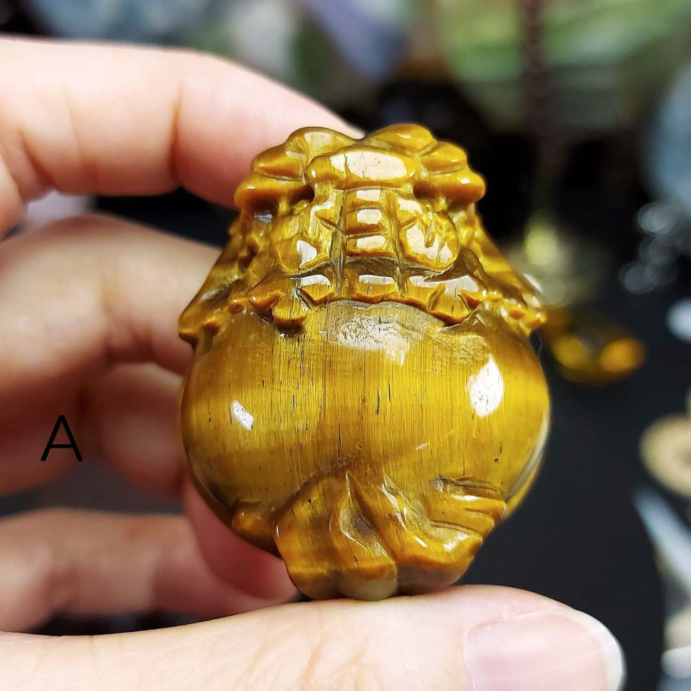 黃虎眼 龍龜 高光澤 高貓眼效應3.9-4.1公分*一圖一物*招財 守財 提升偏財運 療癒小神獸-細節圖5