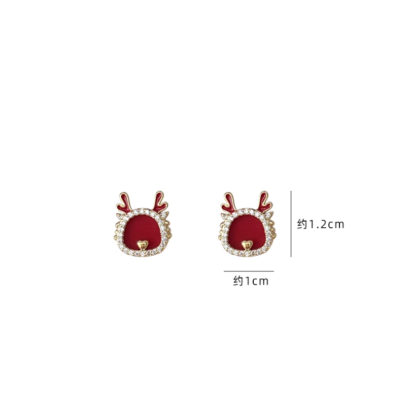 【飾品】創意可愛過年紅色龍年耳環 銀針-細節圖3