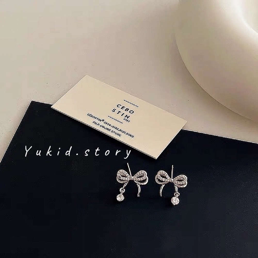 S925銀蝴蝶結鋯石耳釘-細節圖7