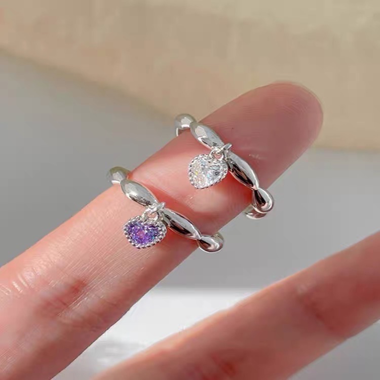 S925銀 懸掛愛心米戒指-細節圖2