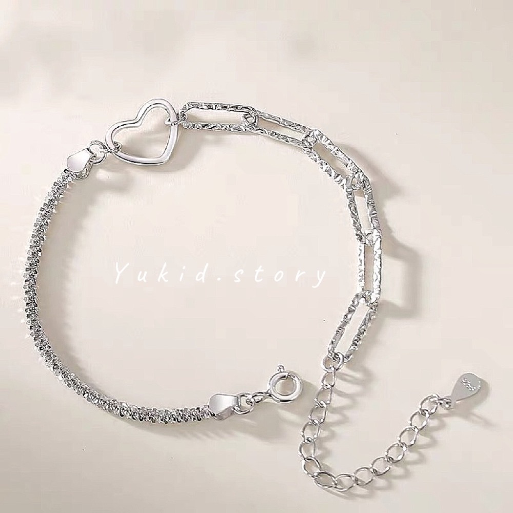 S925銀 愛心鎖鏈手鏈-細節圖3