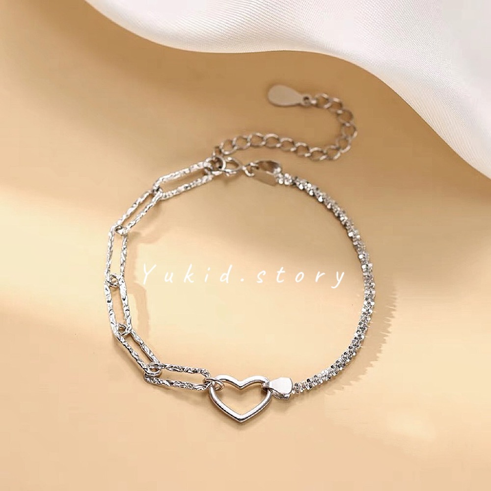 S925銀 愛心鎖鏈手鏈-細節圖4