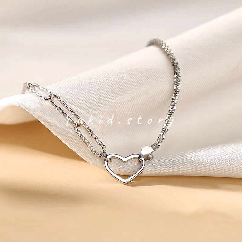 S925銀 愛心鎖鏈手鏈-細節圖5