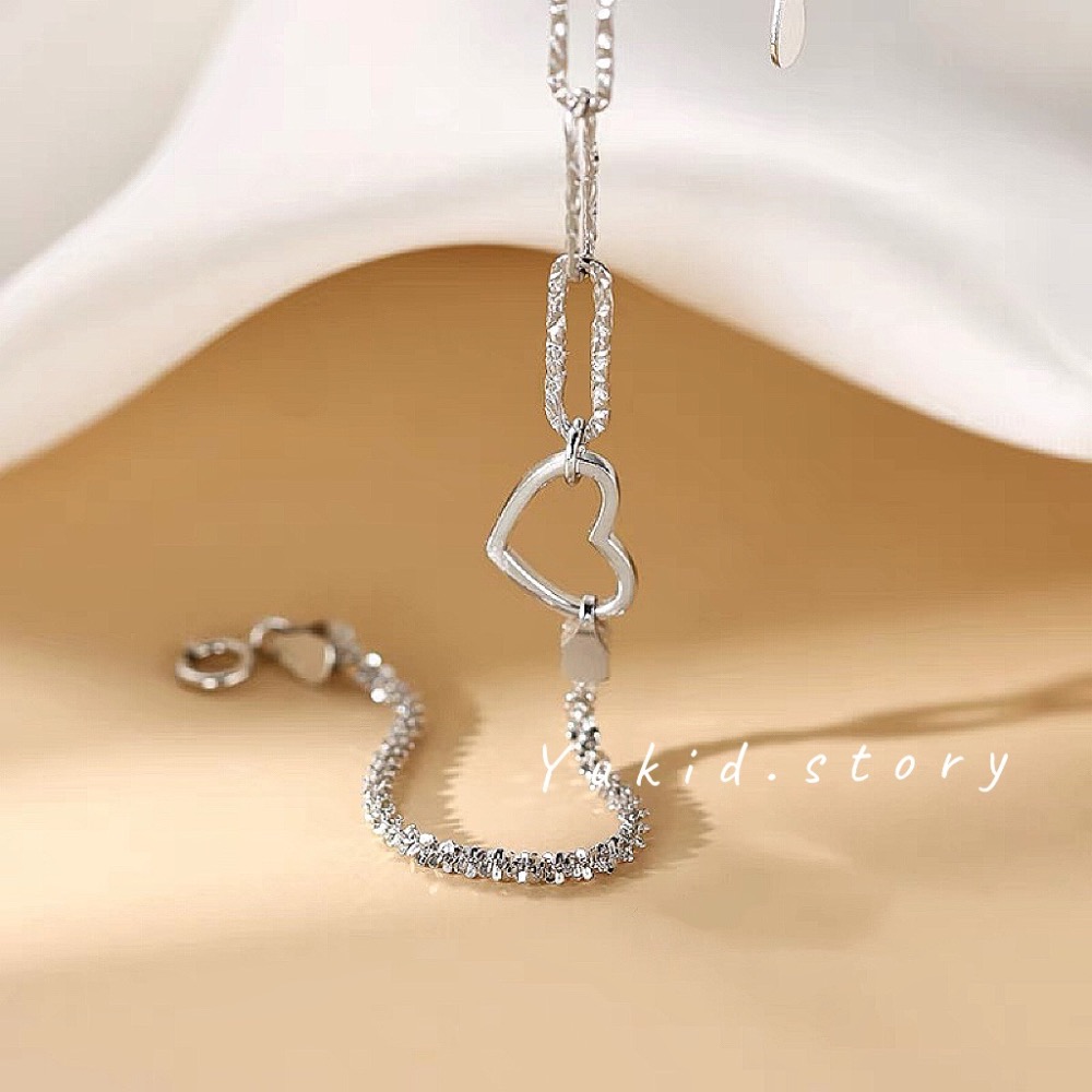 S925銀 愛心鎖鏈手鏈-細節圖6