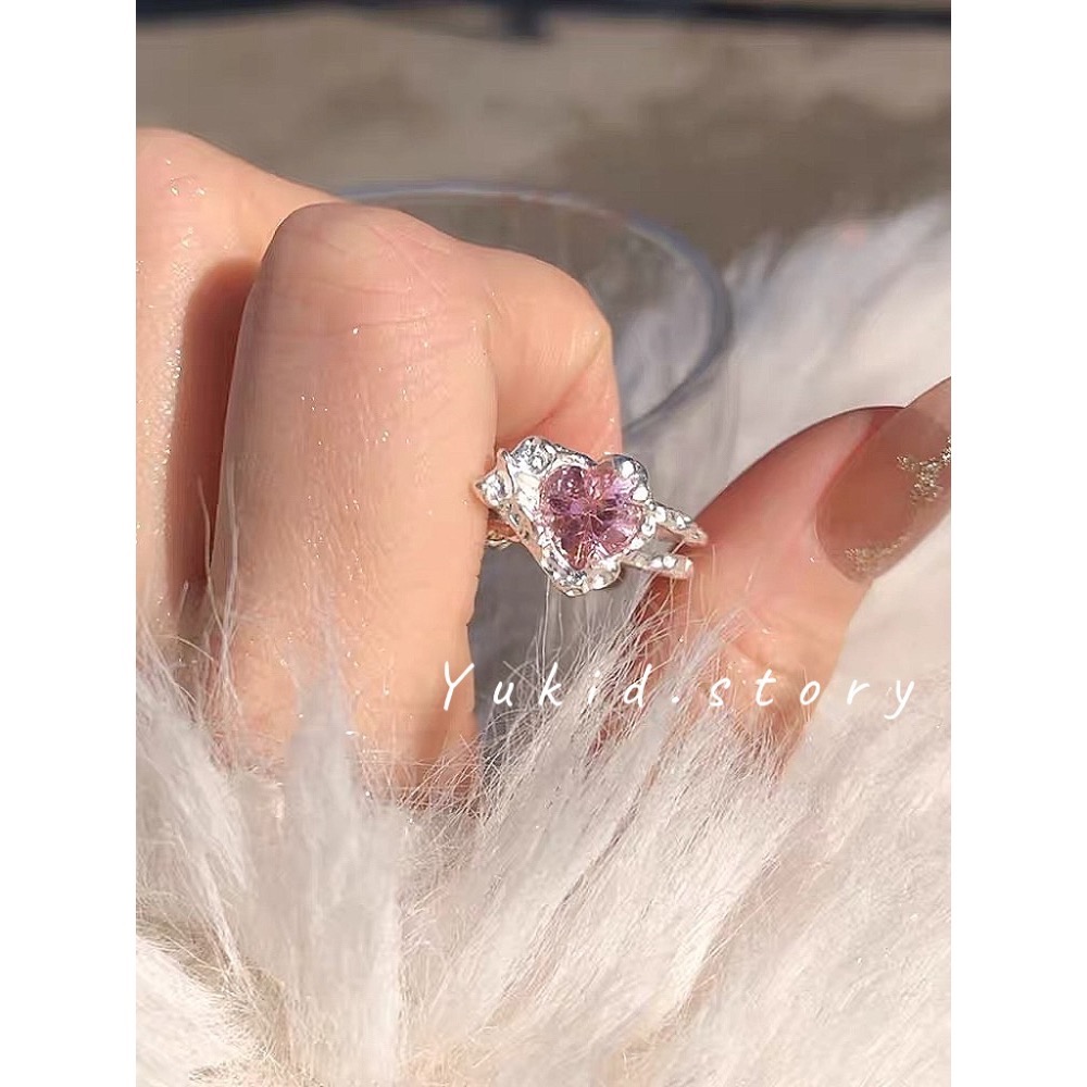 S925銀 愛心粉鑽鋯石戒指-細節圖2