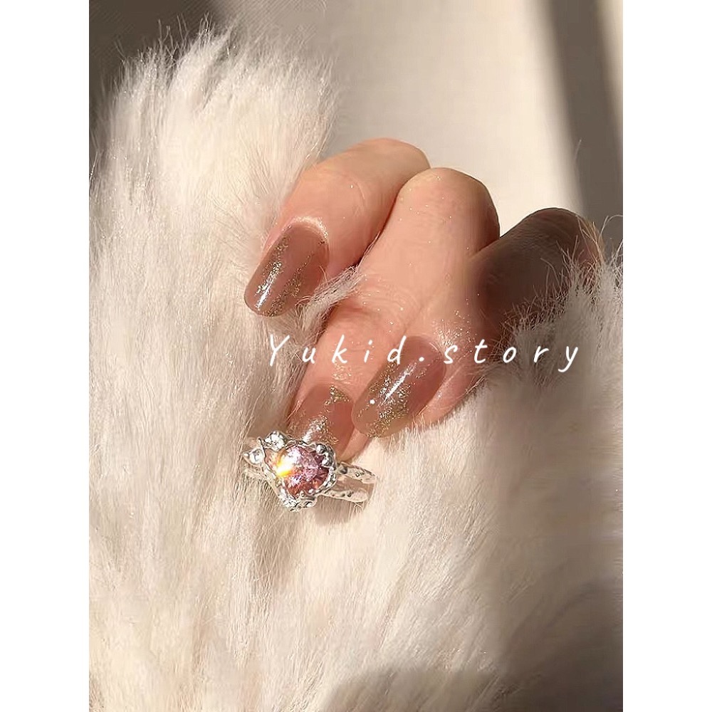 S925銀 愛心粉鑽鋯石戒指-細節圖3