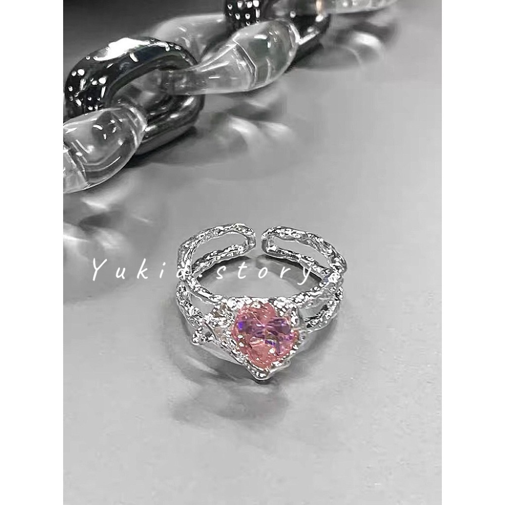 S925銀 愛心粉鑽鋯石戒指-細節圖5