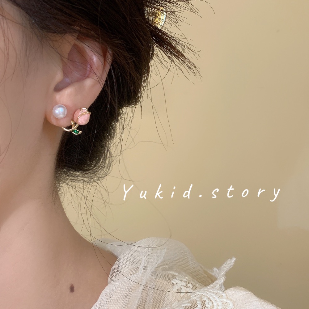 鬱金香耳釘 S925銀針-細節圖4