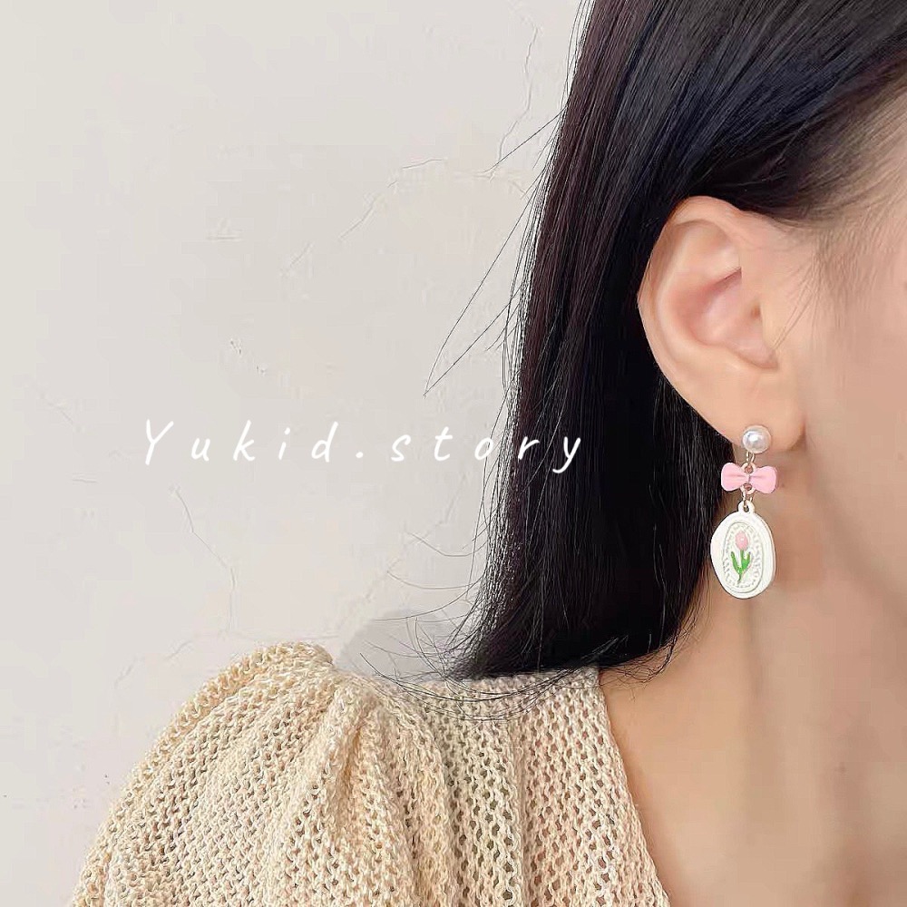 鬱金香耳針 S925銀針-細節圖2