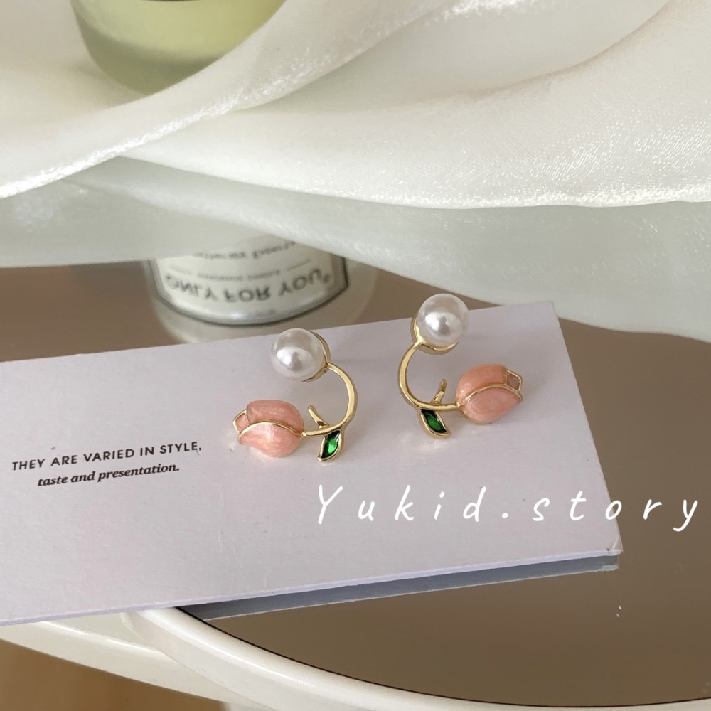 鬱金香耳釘S925銀針-細節圖2