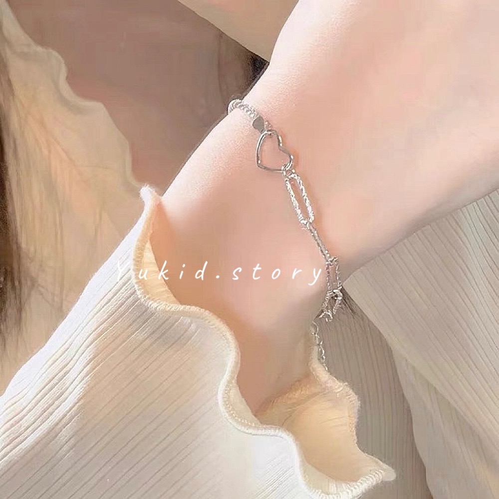 S925銀 環環相扣愛心手鍊-細節圖5