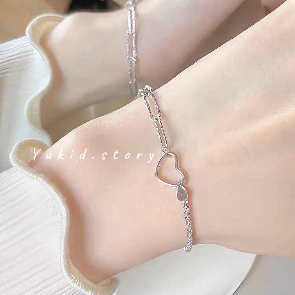 S925銀 環環相扣愛心手鍊-細節圖6