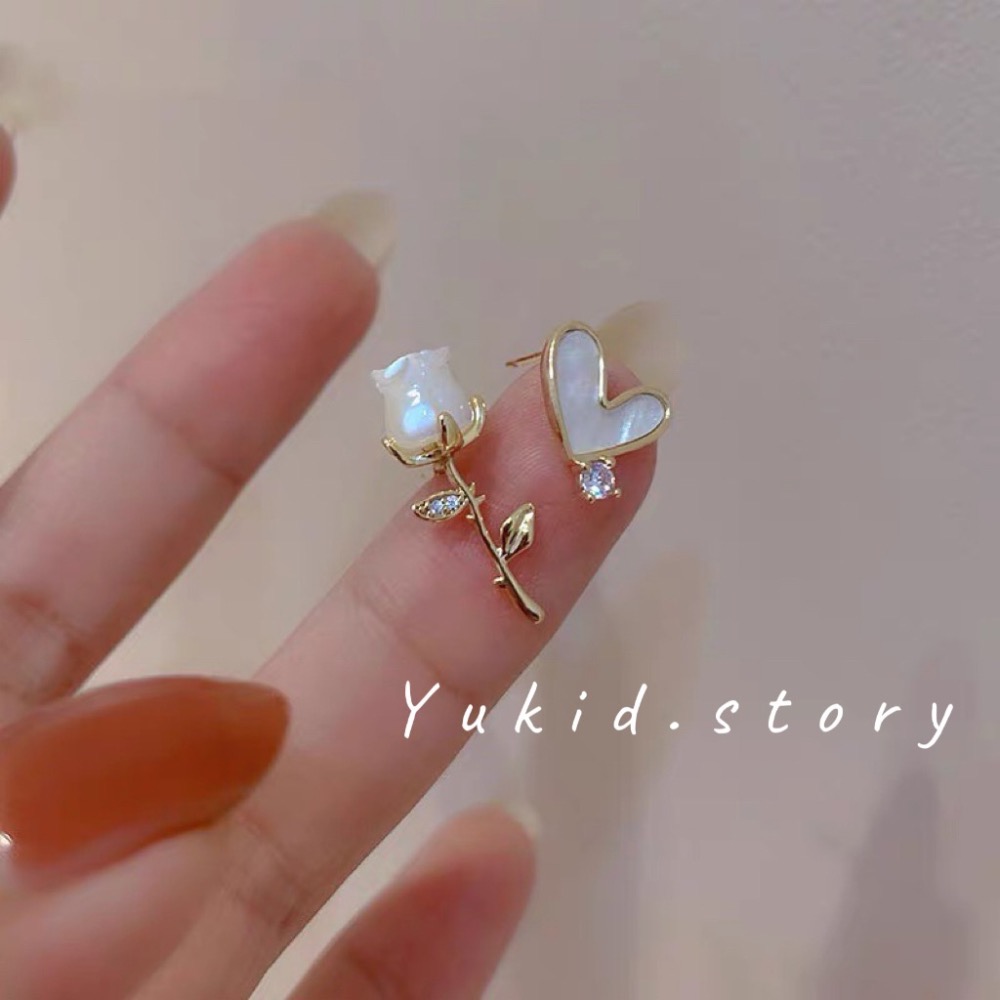 鬱金香愛心耳釘 S925銀針-細節圖5