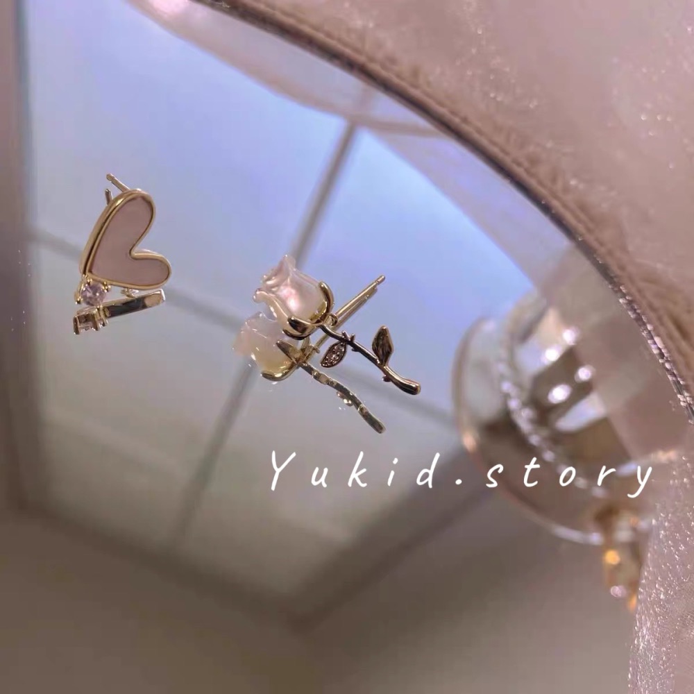 鬱金香愛心耳釘 S925銀針-細節圖6