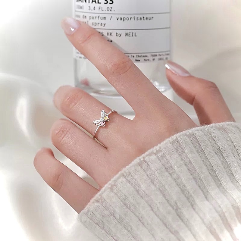 蝶語 s925銀 七彩鋯石蝴蝶戒指-細節圖5