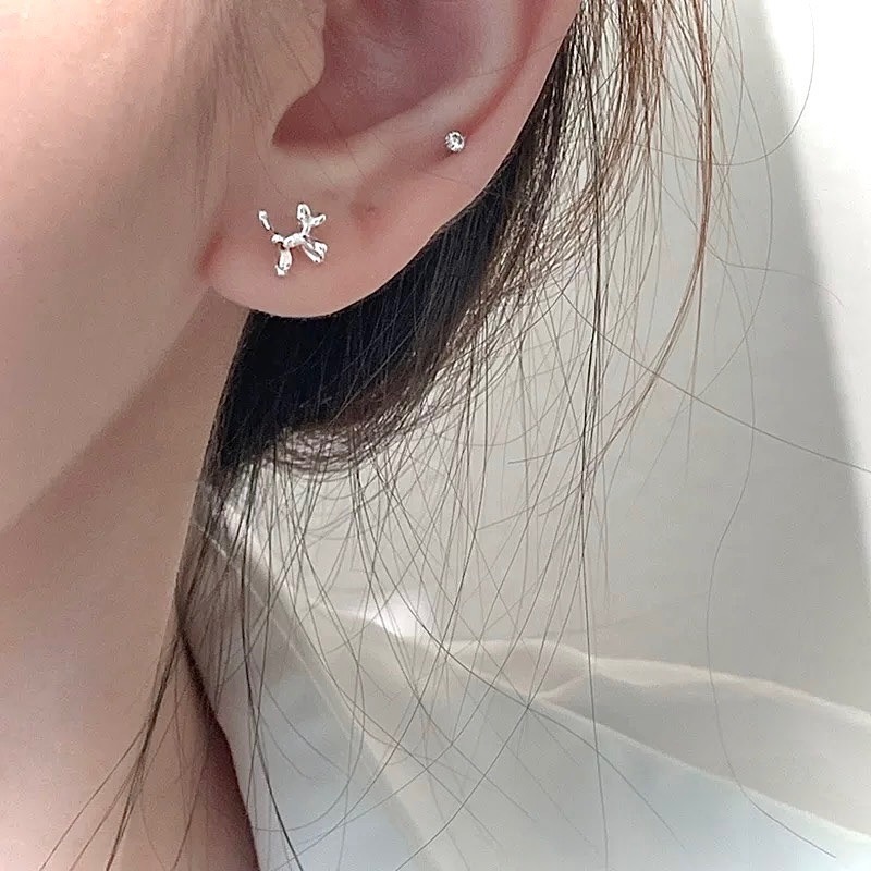 氣球小狗 S925銀 耳釘-細節圖2