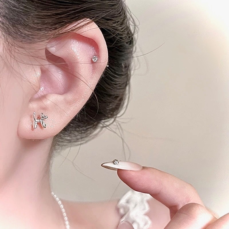 氣球小狗 S925銀 耳釘-細節圖6