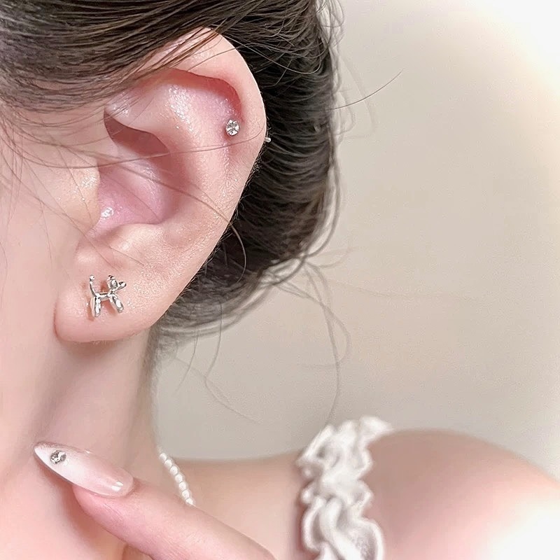 氣球小狗 S925銀 耳釘-細節圖7