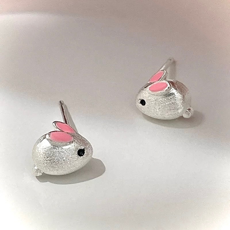 月兔 s925銀 耳釘-細節圖2